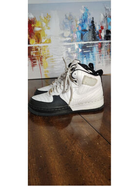 Vintage Jordan AF 1 Shoes Youth Size 6Y White Black Leather Sneakers 317743-101
